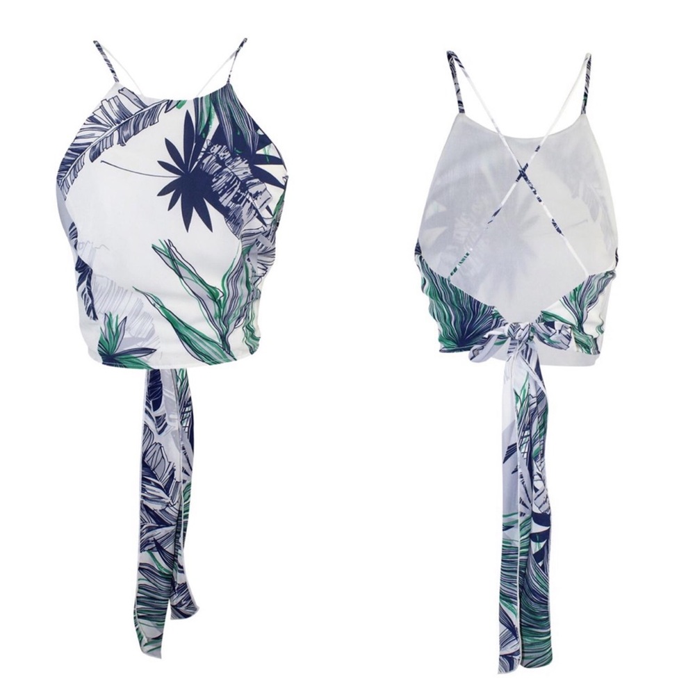 NWT Floral Halter Crop Top